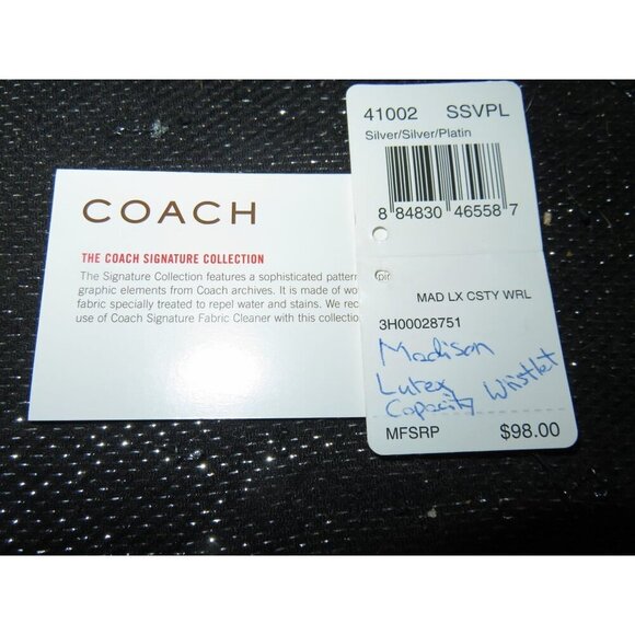 COACH Silver & Grey Signature Collection Canvas & Leather Mini Handbag New with - Picture 9 of 10